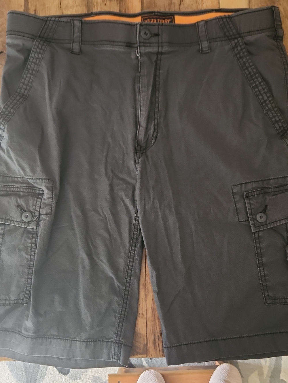 WEAR FIRST Orange Lined Shorts with Black/Charcoal Size 36 Cargo Shorts